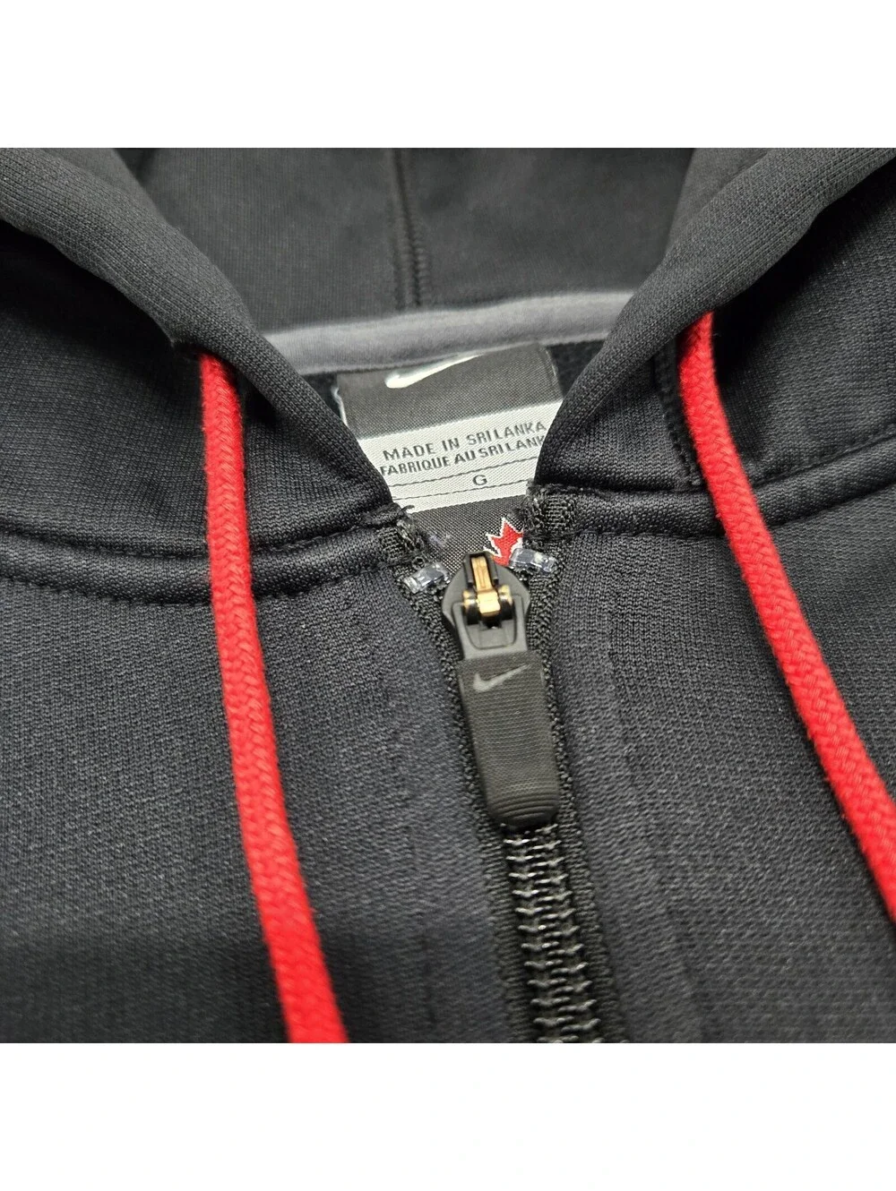 EUC Men's LARGE Nike Black Hockey Canada Performance Hoodie Full-Zip 707668-010